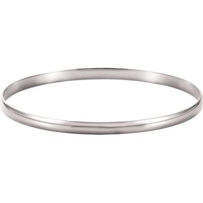 14K White 4 mm Half Round Bangle Bracelet