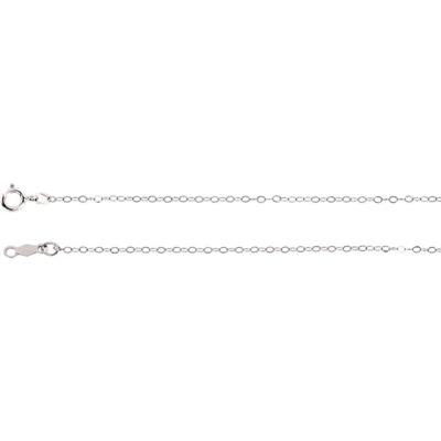 14K White 1 mm Flat Cable 16" Chain with Spring Ring