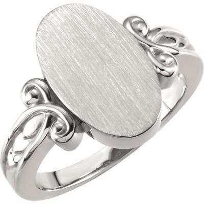 Sterling Silver 16x9.5 mm Oval Signet Ring
