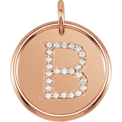 14K Rose 1/8 CTW Diamond Initial B Pendant