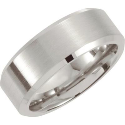 Ladies Stainless Steel 7 mm Beveled Edge Band Size 7.5