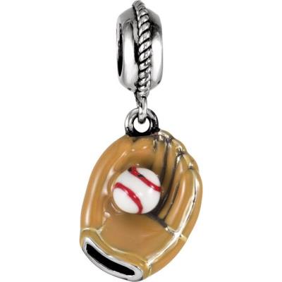 Sterling Silver 12.5x10 mm Kera® Baseball Glove Charm