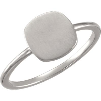Ladies Continuum Sterling Silver Cushion Engravable Ring