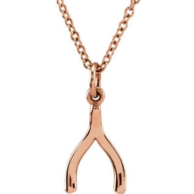14K Rose Tiny Posh® Wishbone 16-18" Necklace