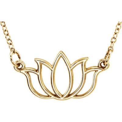 14K Yellow Gold Tiny Posh® Lotus 16-18" Necklace 