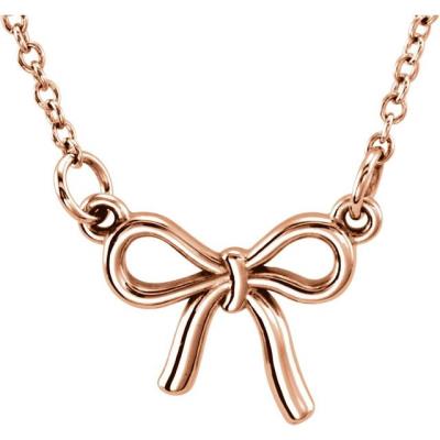 14K Rose Tiny Posh® Knotted Bow 16-18" Necklace 