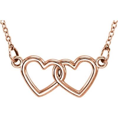 14K Rose Tiny Posh® Double Heart 16-18" Necklace 