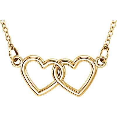 14K Yellow Gold Tiny Posh® Double Heart 16-18" Necklace 