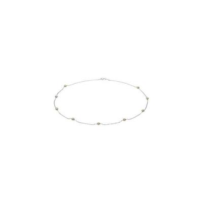 Ladies 14K White Freshwater Cultured Pearl Station 18" Necklace 