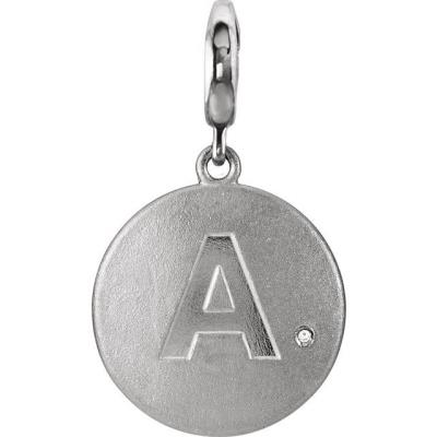 Sterling Silver Initial A Disc Charm Mounting for 1 mm Round