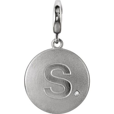 Sterling Silver Initial S Disc Charm Mounting for 1 mm Round