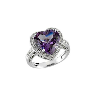 14K White Amethyst & 1/6 CTW Diamond Ring
