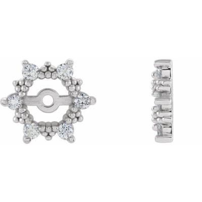 14K White 1/4 CTW Diamond Earring Jackets with 4.5mm ID