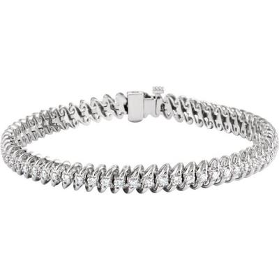 14K White 1 1/5 CTW Diamond Line 71/4" Bracelet