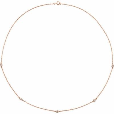 14K Rose 1/4 CTW Diamond 5-Station 18" Necklace