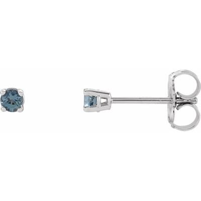 Ladies 14K White 2.5 mm Round Aquamarine Earrings