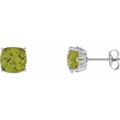 14K White Peridot Earrings