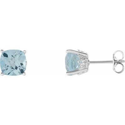 14K White Sky Blue Topaz Earrings