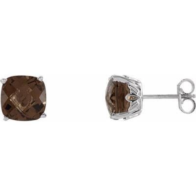 Ladies Sterling Silver Smoky Quartz Earrings