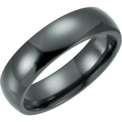 Ladies Black Titanium 6 mm Domed Polished Band Size 8.5