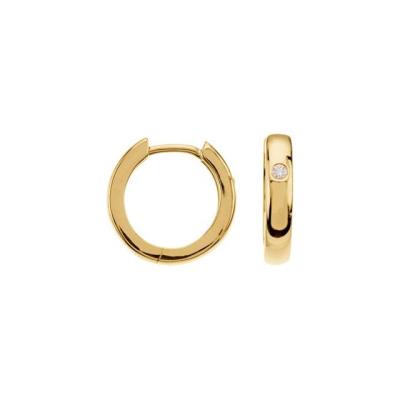 14K Yellow .04 CTW Diamond Hoop Earrings