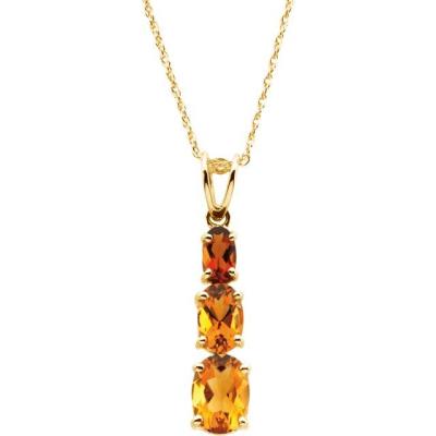 14K Yellow Three-Stone Citrine 18" Necklace