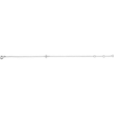 Baby/Youth 14K White .04 CTW Diamond Sideways Cross Youth 7" Bracelet