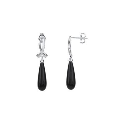 Ladies Sterling Silver Onyx Earrings