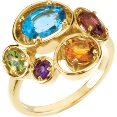14K Yellow Multi-Gemstone Ring  