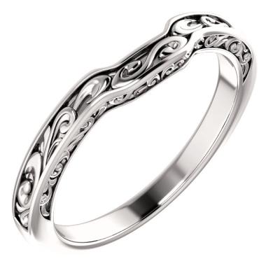 Ladies 14K White Sculptural-Inspired Matching Band  