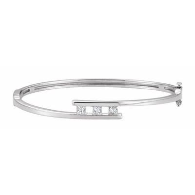 14K White 5/8 CTW Diamond Bangle Bracelet   