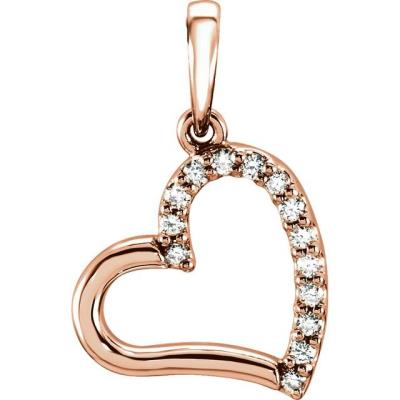 14K Rose .06 CTW Diamond Heart Pendant