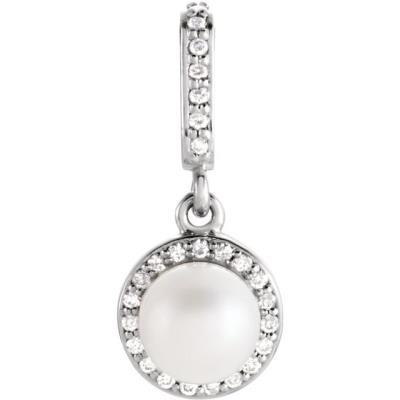 14K White Freshwater Cultured Pearl & 1/10 CTW Diamond Pendant 