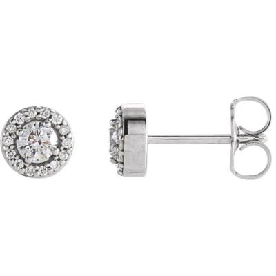 14K White 1/4 CTW Diamond Halo-Style Earrings
