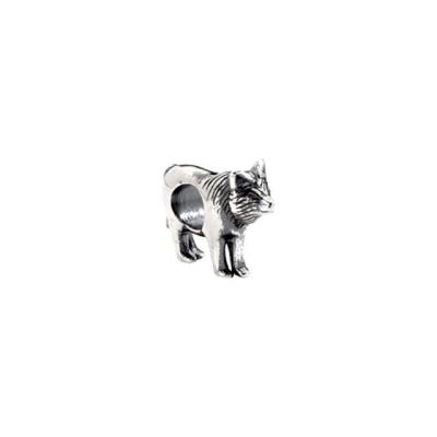 Ladies Sterling Silver 15x12 mm Wolf Bead Charm