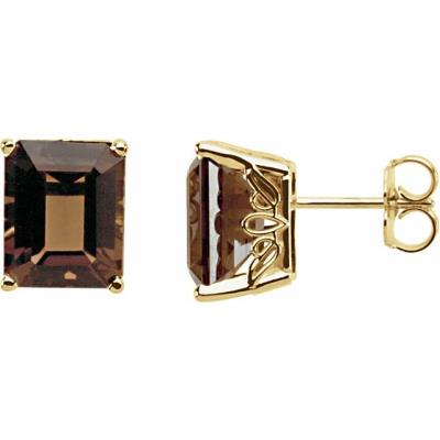 14K Yellow Gold Smoky Quartz Earrings