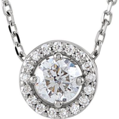 14K White 1/4 CTW Diamond Halo-Style 16" Necklace