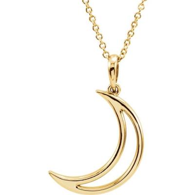 14K Yellow Gold 25.7x4.7 mm Crescent Moon 16" Necklace