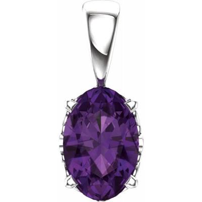 14K White Amethyst Pendant