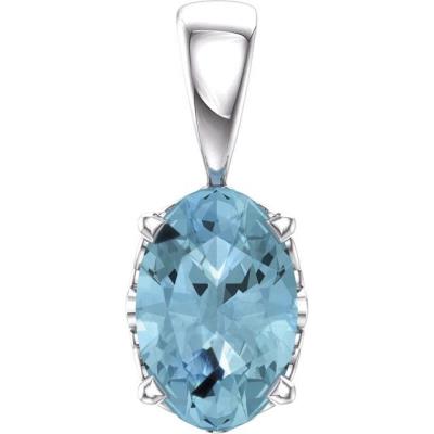 14K White Aquamarine Pendant