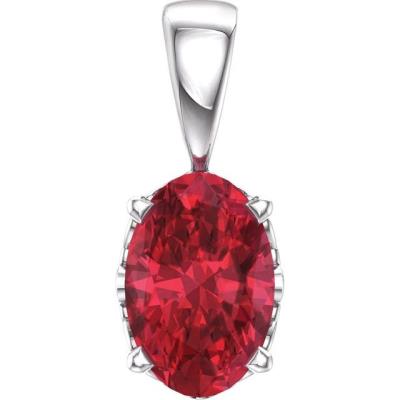 14K White Chatham® Created Ruby Pendant