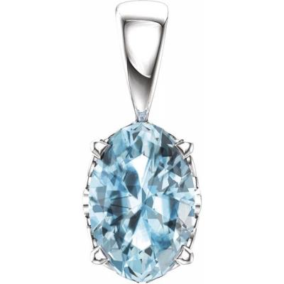14K White Sky Blue Topaz Pendant