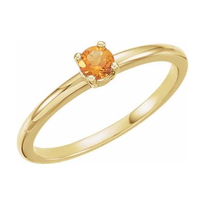14K Yellow Gold Citrine "November" Youth Birthstone Ring	