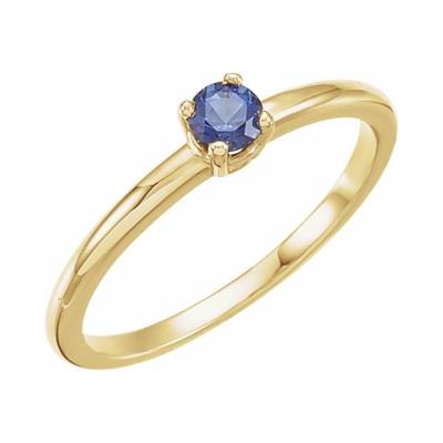 Baby/Youth 14K Yellow Gold Imitation Blue Sapphire "September" Youth Birthstone Ring