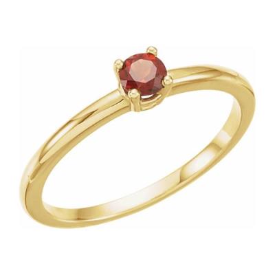 14K Yellow Gold Garnet Mozambique "January" Youth Birthstone Ring