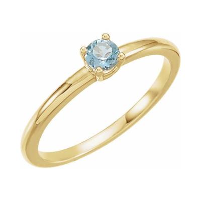 14K Yellow Gold Aquamarine "March" Youth Birthstone Ring