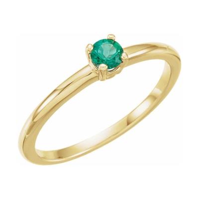 Baby/Youth 14K Yellow Gold Imitation Emerald "May" Youth Birthstone Ring