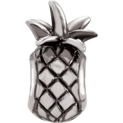 Ladies Sterling Silver 13.7x8.2 mm Pineapple Bead