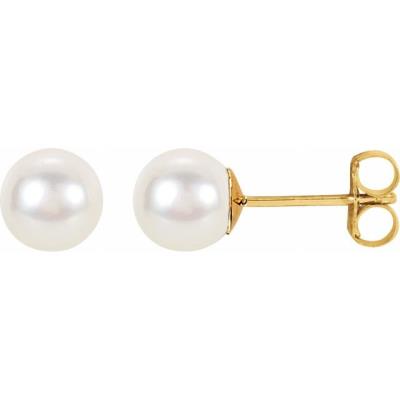14K Yellow Gold 8.0-8.5 mm Freshwater Cultured Pearl Stud Earrings