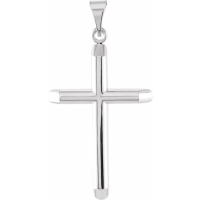 14K White 28.5x19 mm Unadorned Cross Pendant